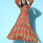InWeave Women's Rust Edgy Print Dress - Swadesiicart