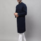 Even Apparels Blue Pure Cotton Kurta With Band Collar | Swadesiicart