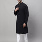 Even Apparels Black Pure Cotton Kurta With Band Collar | Swadesiicart