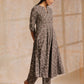 trueBrowns Clay Dabu Zig-Zag Motifs Print Cotton Flared Kurta Pant Set | Swadesiicart