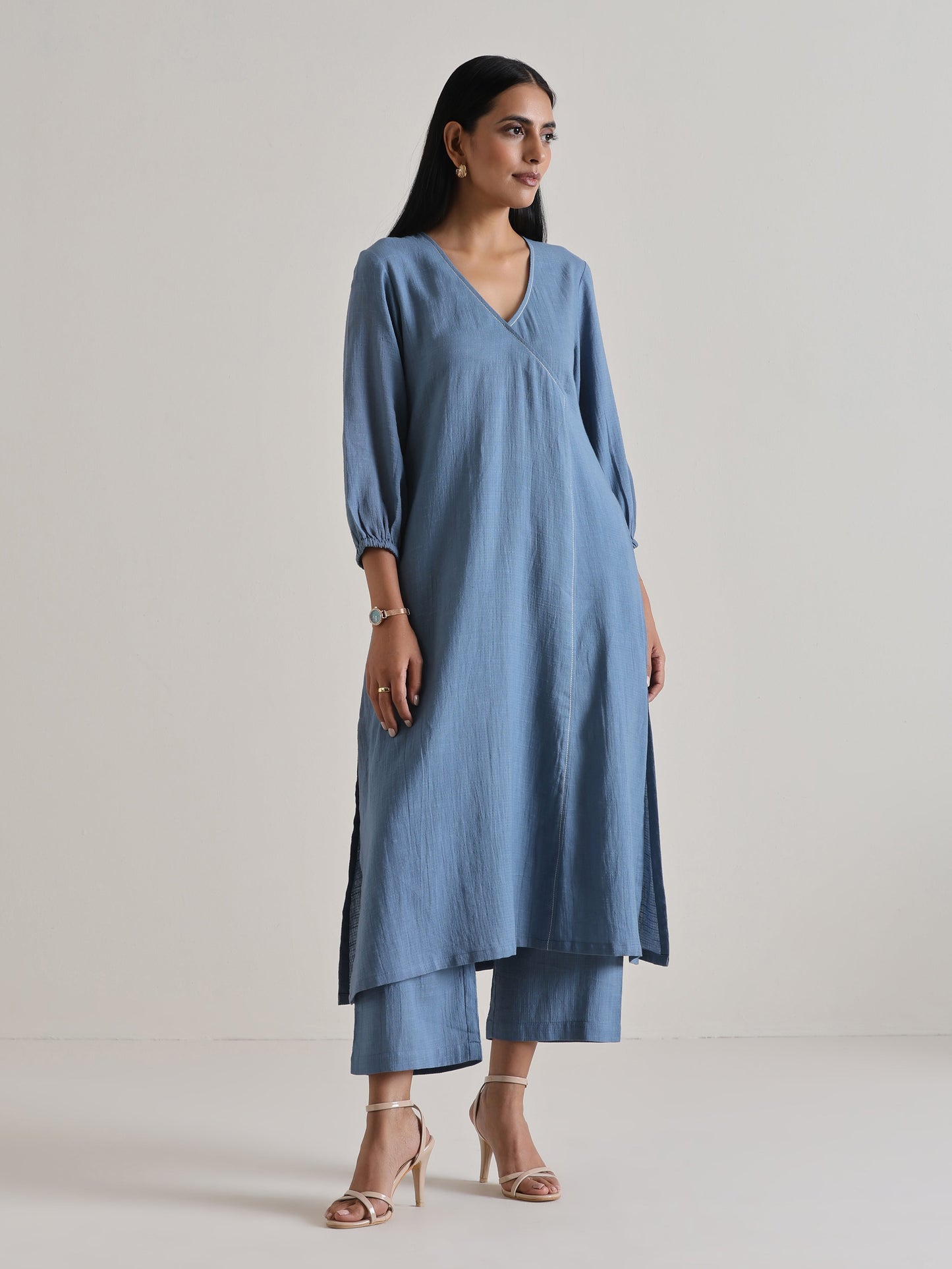 trueBrowns Light Blue Kurta Pant Set | Swadesiicart