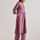trueBrowns Orchid Overlap Pleat Kurta Pant Set | Swadesiicart