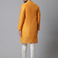 Even Apparels Yellow Check Kurta With Band Collar | Swadesiicart