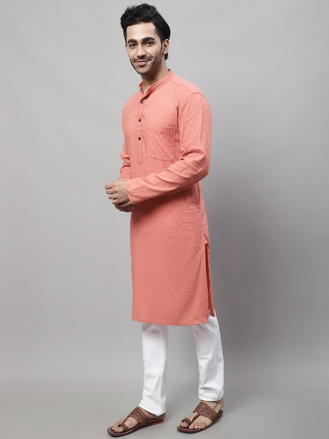 Even Apparels Maroon Pure Cotton Kurta With Band Collar | Swadesiicart