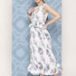 InWeave Women's White Floral Paisley Print Long Frill Dress - Swadesiicart