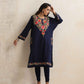 trueBrowns Blue Floral Embroidered Woollen Phiran Kurta | Swadesiicart