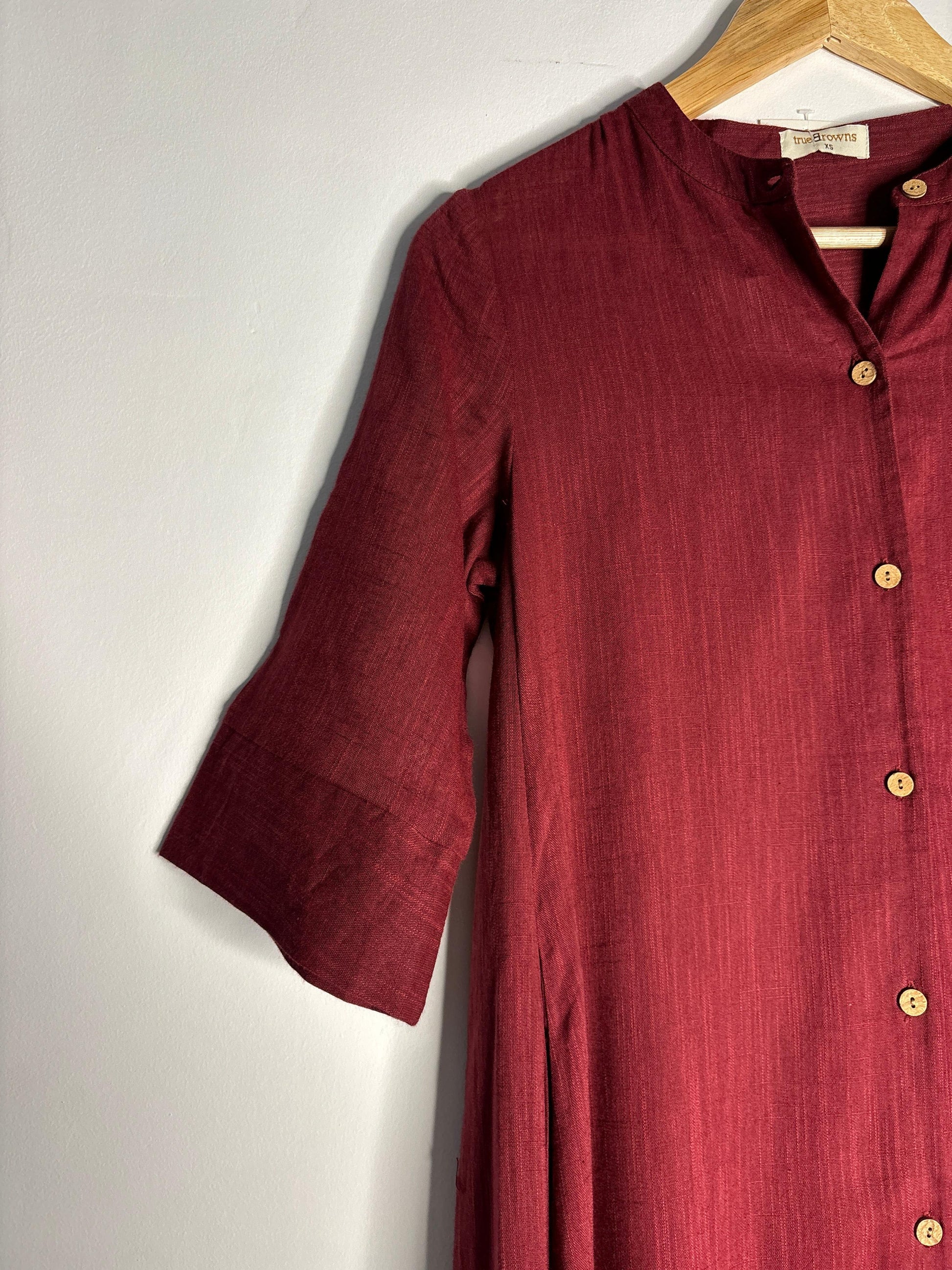 trueBrowns Maroon Slub Kurta | Swadesiicart