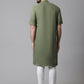 Even Apparels Green Pure Cotton Kurta With Band Collar | Swadesiicart