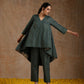 trueBrowns Dark Green Gold Cotton High-Low Co-Ord Set - Swadesiicart