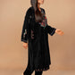 trueBrowns Black Velvet Embroidered Kurta Set | Swadesiicart