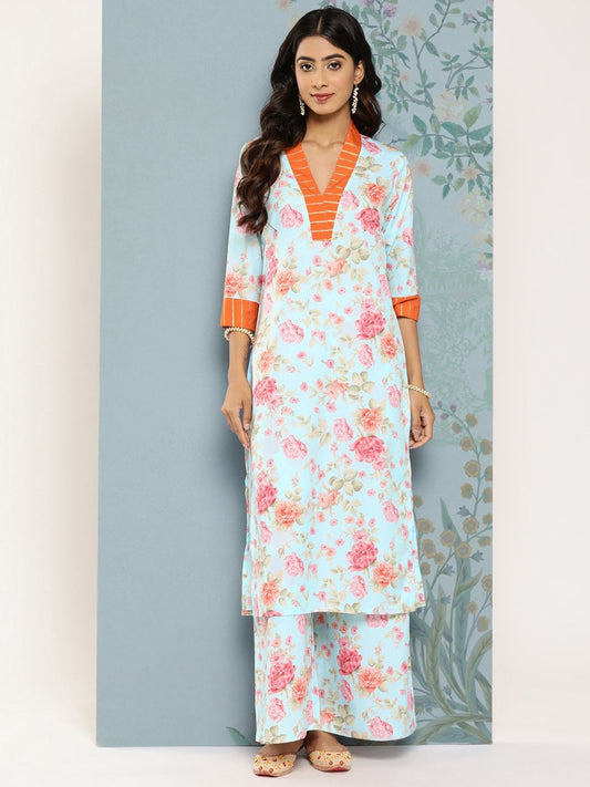 Ahalyaa Floral Printed Kurta With Palazzos | Swadesiicart