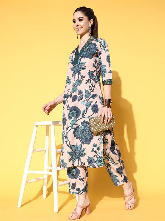 Ahalyaa Women Floral Printed Kurta with Trousers | Swadesiicart