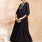 InWeave Women's Black Chikankari Long Anarkali Kurta Sharara Set - Swadesiicart