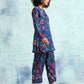 trueBrowns Blue Printed Velvet Co-Ord Set - Swadesiicart