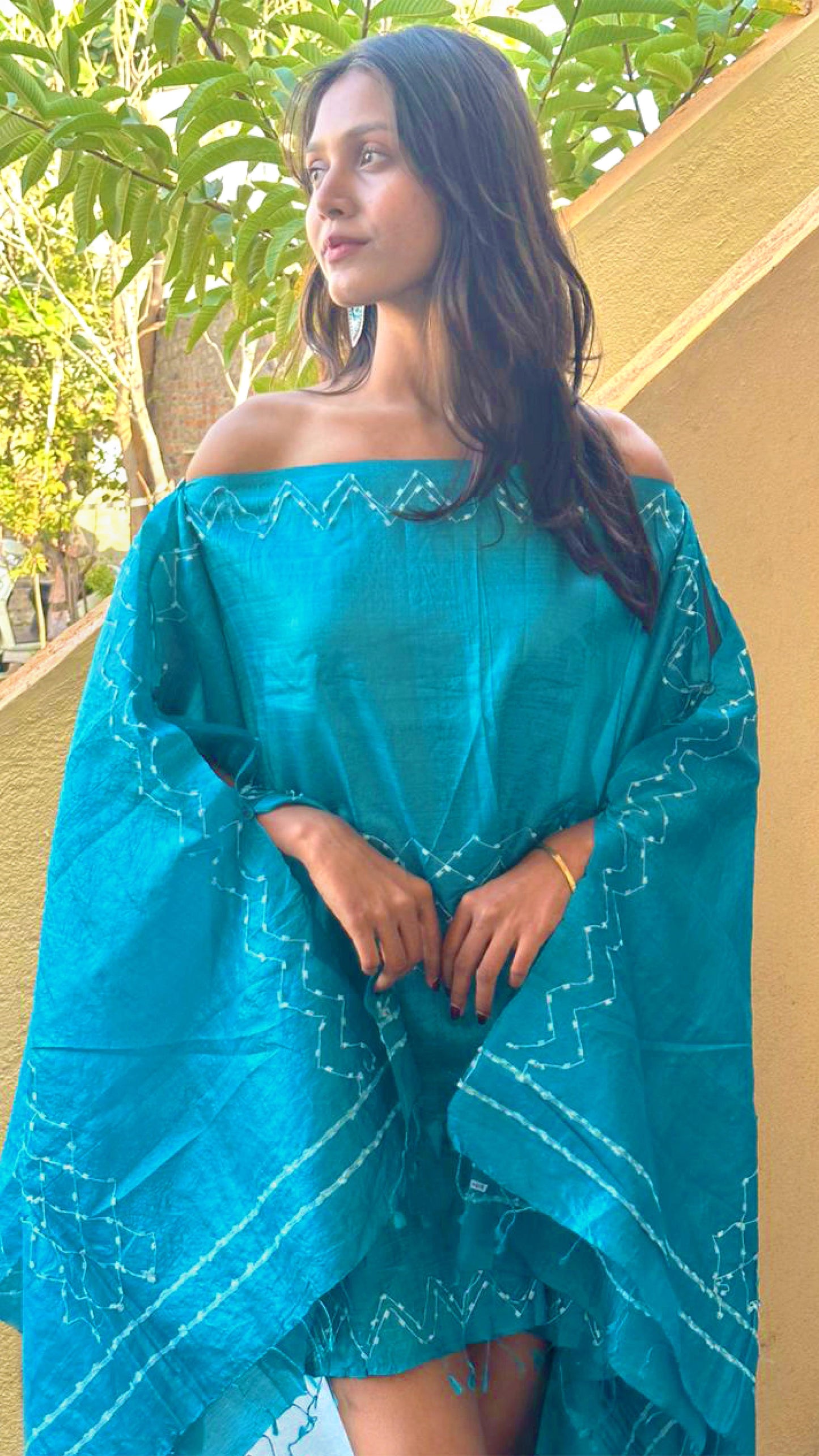 Noroke True Blue Silk Beachwear Cover Up | Swadesiicart