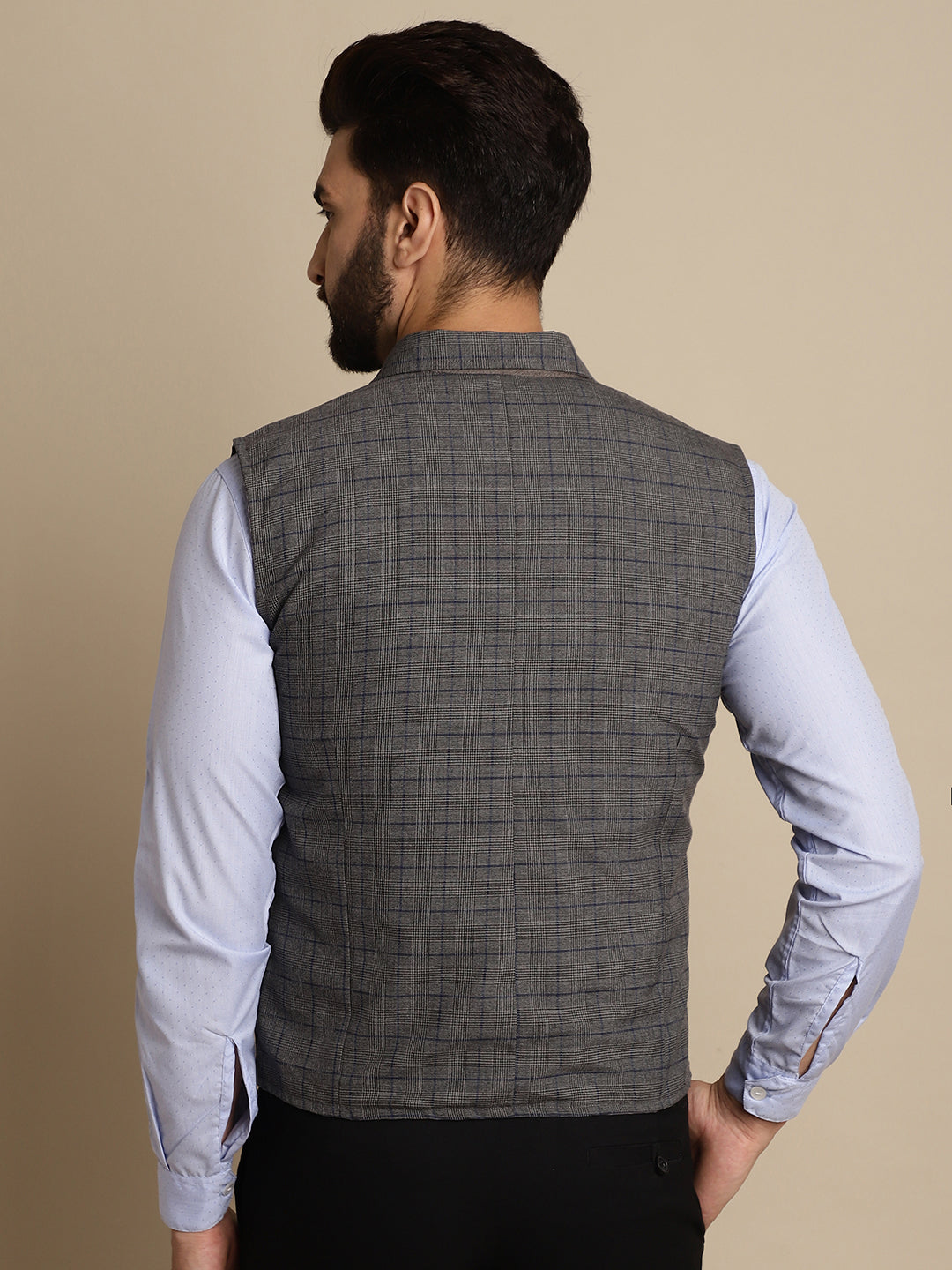 Even Apparels Men's Grey Waistcoat with Notched Lapel | Swadesiicart