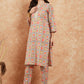 InWeave Women's Light Blue Floral Jaal Gota Work Straight Kurta Pant Set - Swadesiicart