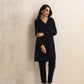 trueBrowns Blue Velvet Kurta Co-ord Set - Swadesiicart