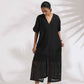 trueBrowns Black Cotton Schiffli Slit Dress | Swadesiicart