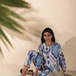 trueBrowns Blue Cotton Ikat Short Co-ord Set - Swadesiicart