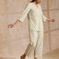 trueBrowns Green Buta On Off-White Block Print Cotton Co-Ord Set - Swadesiicart
