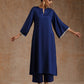 trueBrowns Midnight Blue Modal Satin Relax Kurta Set | Swadesiicart