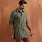 trueBrowns Men's Olive Green Cotton Dobby Short Kurta | Swadesiicart