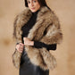 InWeave Women's Winter Beige Faux Fur Cape - Swadesiicart