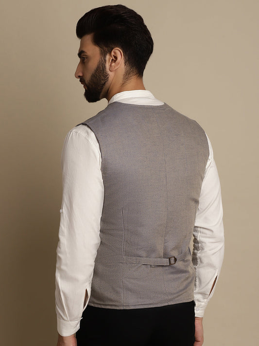 Even Apparels Men's Grey Double Breast Waistcoat | Swadesiicart
