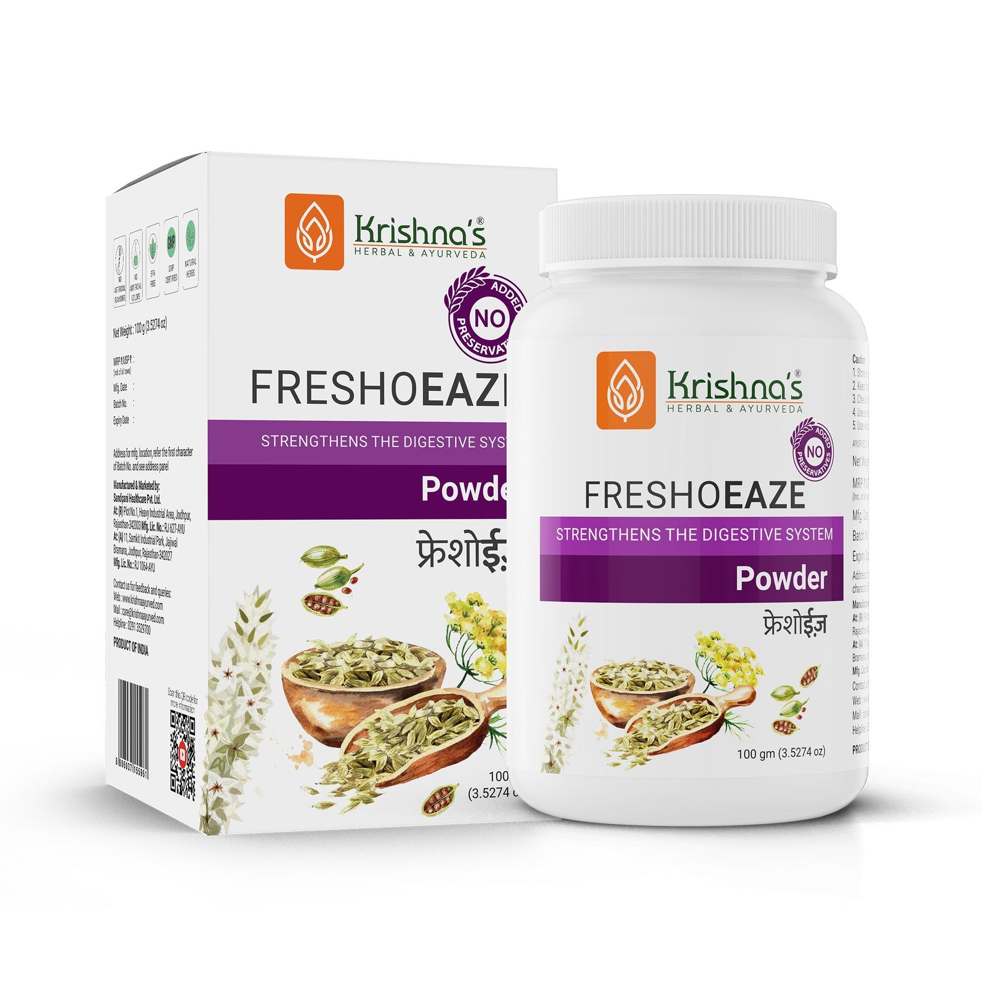 Krishna'S Herbal & Ayurveda Freshoeaze Powder | Swadesiicart
