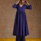 trueBrowns Spectrum Blue Gold Cotton Kalidar Kurta Set | Swadesiicart