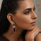 trueBrowns Silver tone Red Stone Drop Earrings - Swadesiicart