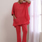 trueBrowns Bright Pink Dobby Boxy Fit High Low Co-Ord Set - Swadesiicart
