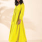 trueBrowns Lime Cotton Dobby Flared Dress | Swadesiicart