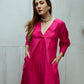 trueBrowns Pink Dupion Silk Puff Sleeve Kurta Pant Set | Swadesiicart