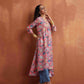 trueBrowns Orange Print A-line Kurta Set | Swadesiicart