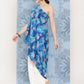 InWeave Women's Blue Pink Japanese Art Oneshoulder Top - Swadesiicart