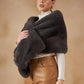 InWeave Slaty Grey Long Faux Fur Cape - Swadesiicart