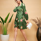 InWeave Women's Green Small Flower Belted Dress - Swadesiicart