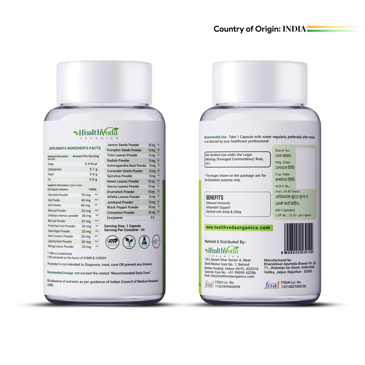 Health Veda Organics Natural Immunity Booster Capsules - Swadesiicart