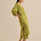 trueBrowns Fresh Green Dobby Puff Sleeve Kurta Pant Set | Swadesiicart