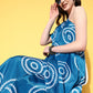 InWeave Women's Blue Bandhani Motif One Shoulder Palazzo Set - Swadesiicart