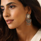 trueBrowns Silver Crescent Floral Earrings | Swadesiicart