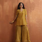 trueBrowns Gold Tissue Sharara Dupatta Set | Swadesiicart