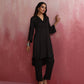 trueBrowns Black V Neck Kurta Co-ord Set - Swadesiicart