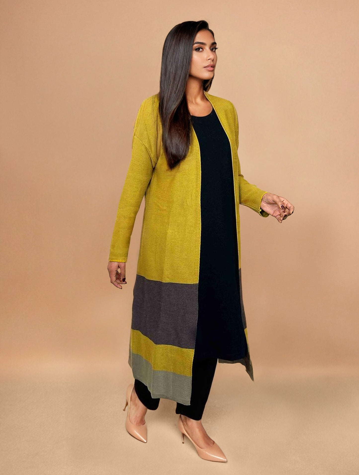 trueBrowns Mustard Woollen Cape | Swadesiicart