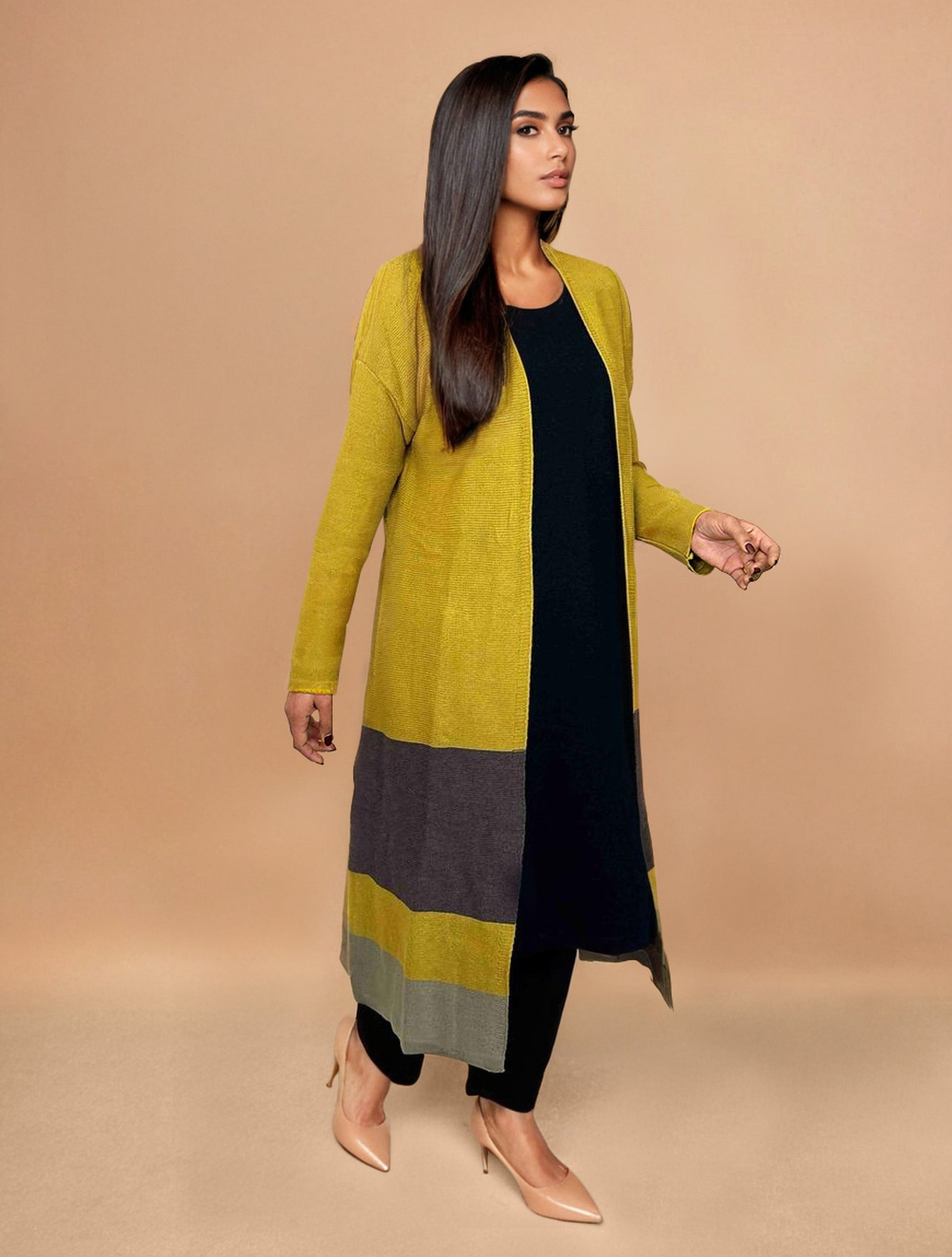 trueBrowns Mustard Woollen Cape | Swadesiicart