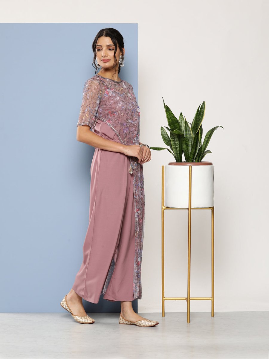 Ahalyaa Printed Waist Tie-Ups Basic Jumpsuit | Swadesiicart