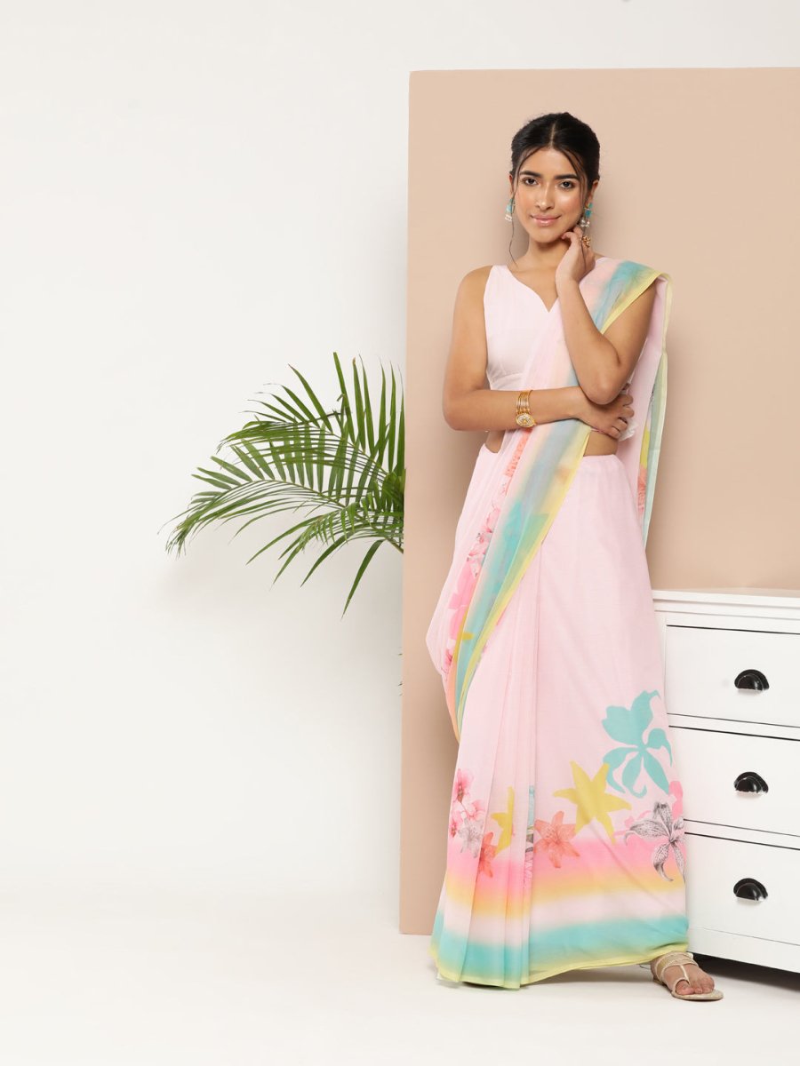 Ahalyaa Women Chiffon Floral Saree | Swadesiicart