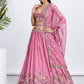 House of Panchhi Lime Green Chiffon Sequins And Thread Embroidery Lehenga Choli & Dupatta | Swadesiicart